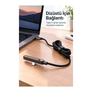 Örgü Şarj Kablosu Entegre Katlanabilir Telefon Destekli