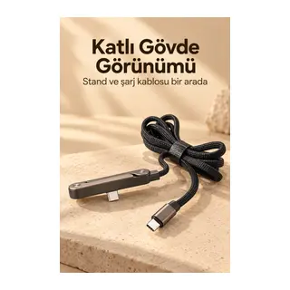 Telefon Standlı Şarj Kablosu Katlanabilir Metal Kollu