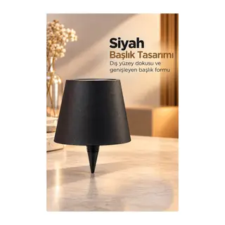 Modern Masa Lambası Şişe Üstü Siyah Abajur Başlığı