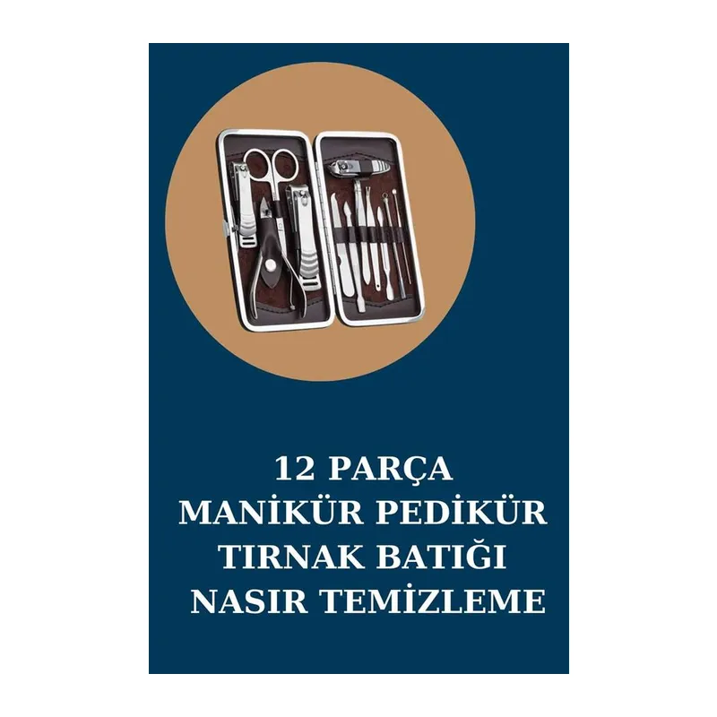 12 Parça Manikür Pedikür Seti Özel Deri Çanta El Ayak Bakımı Akne ve Sivilce Temizleme