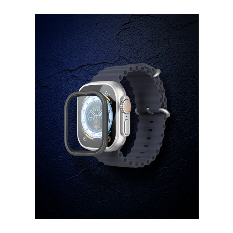 Apple Watch Ultra 49mm Alüminyum Kasa Cam Ekran Koruyucu - Siyah