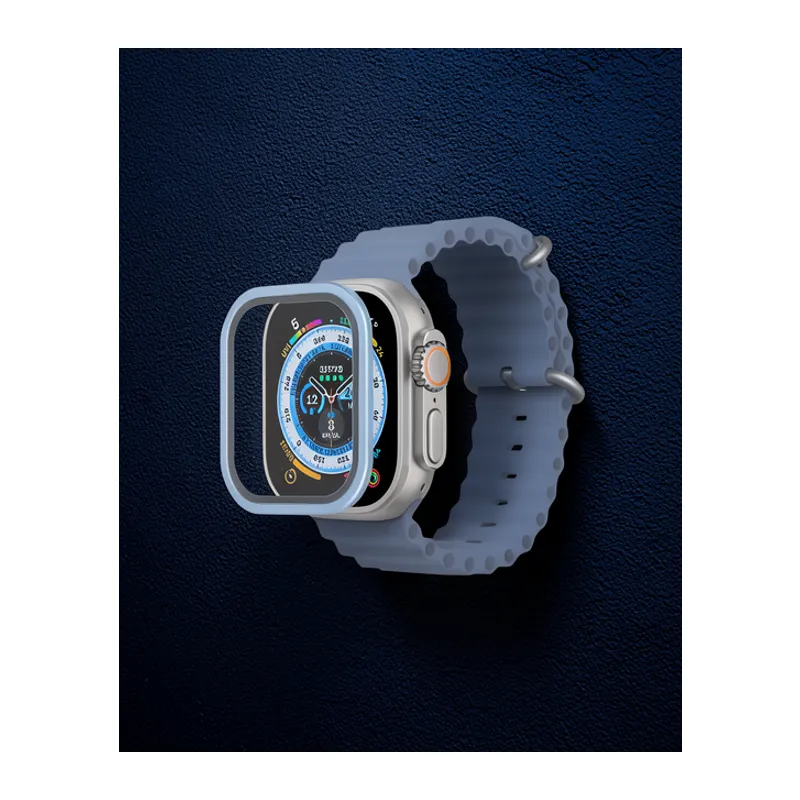 Apple Watch Ultra 49mm Alüminyum Kasa Cam Ekran Koruyucu - Mavi