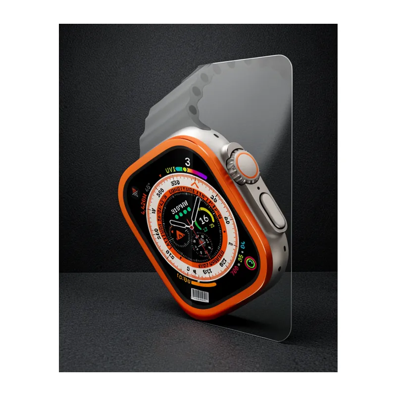 Apple Watch Ultra 49mm Alüminyum Kasa Cam Ekran Koruyucu - Turuncu