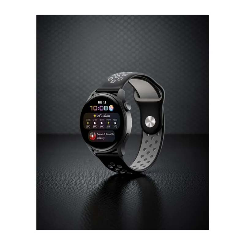 Samsung Watch 20mm Spor Delikli Kordon - Siyah gri