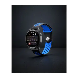 Samsung Watch 20mm Spor Delikli Kordon - Siyah-mavi