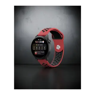 Samsung Watch 20mm Spor Delikli Kordon - Kırmızı Siyah