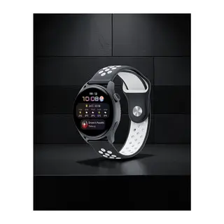 Samsung Watch 20mm Spor Delikli Kordon - Siyah Beyaz