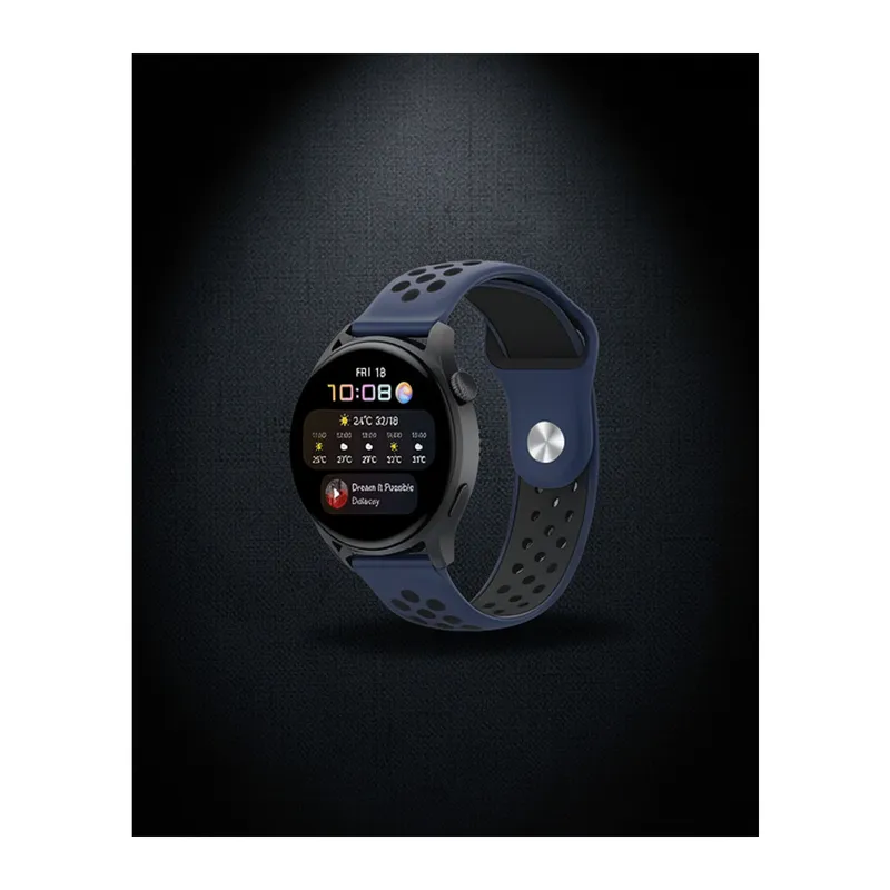 Samsung Watch 20mm Spor Delikli Kordon - Lacivert Siyah