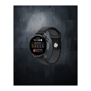 Samsung Watch 20mm Spor Delikli Kordon - Siyah Füme