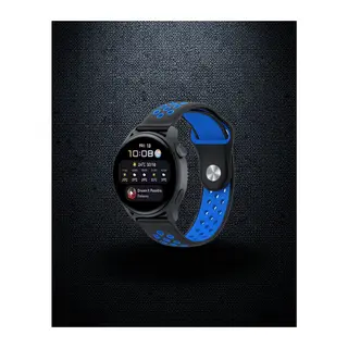 Samsung Watch 22mm Spor Delikli Kordon - Siyah Mavi