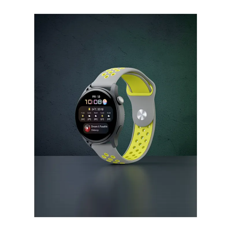 Samsung Watch 22mm Spor Delikli Kordon - Gri-yeşil