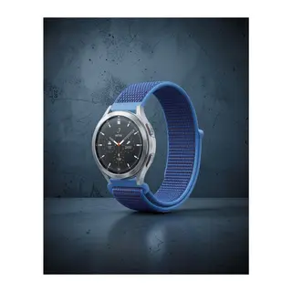 Samsung Watch 22mm Hasırlı Cırtcırtlı Kordon - Mavi