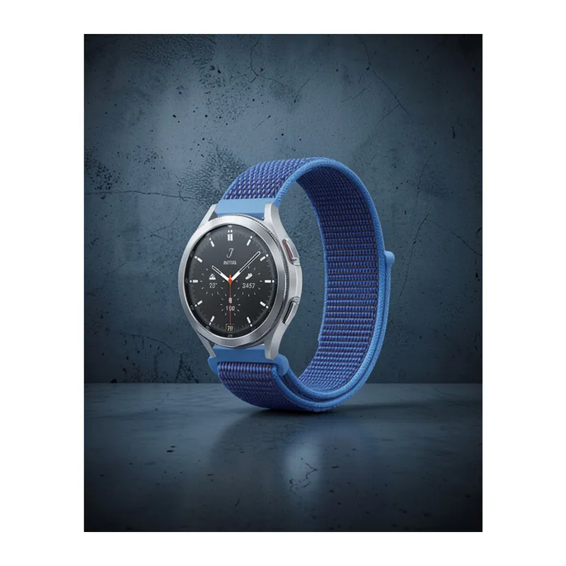 Samsung Watch 22mm Hasırlı Cırtcırtlı Kordon - Mavi