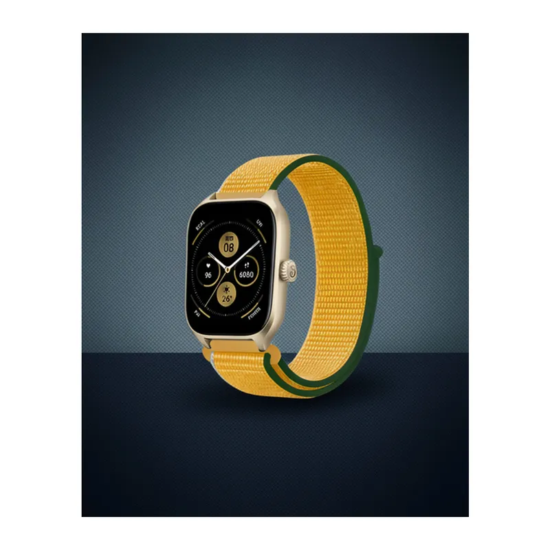 Samsung Watch 22mm Hasırlı Cırtcırtlı Kordon - Sarı