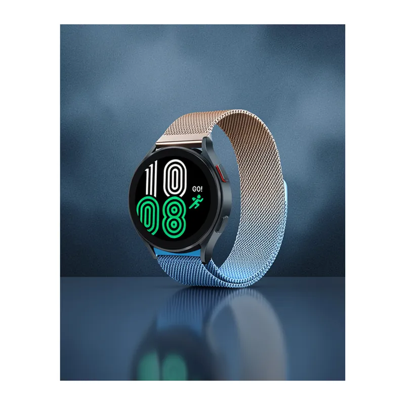 Samsung Watch 22mm Metal Mıknatıslı Kordon - Metalik Gold-mavi