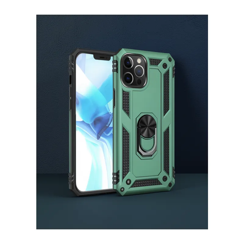 Apple İphone 12 Pro Max Kılıf Sofya Yüzüklü Silikon Kapak - Yeşil