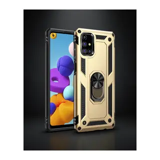 Samsung Galaxy M31s Kılıf Sofya Yüzüklü Silikon Kapak - Gold