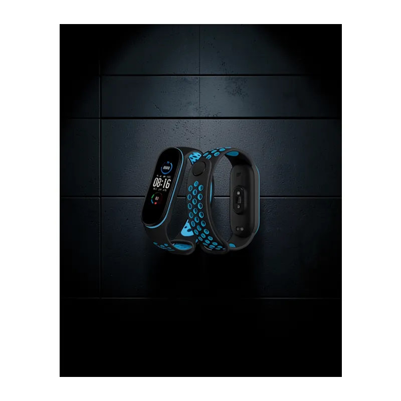 Xiaomi Mi Band 6 Spor Delikli Kordon - Siyah-mavi