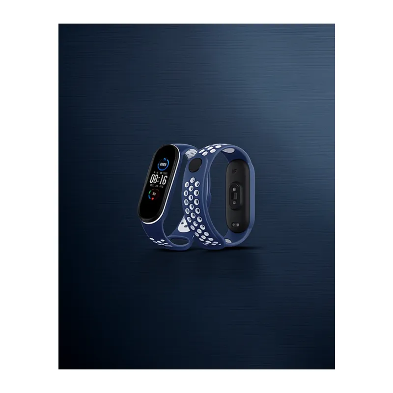 Xiaomi Mi Band 6 Spor Delikli Kordon - Lacivert-beyaz