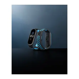 Xiaomi Mi Band 6 Spor Delikli Kordon - Siyah-mavi-beyaz