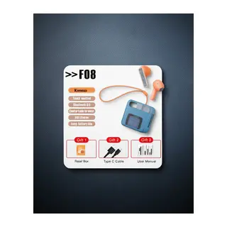 F08 Dijital Şarj Göstergeli Tws Bluetooth Kulaklık - Kırmızı