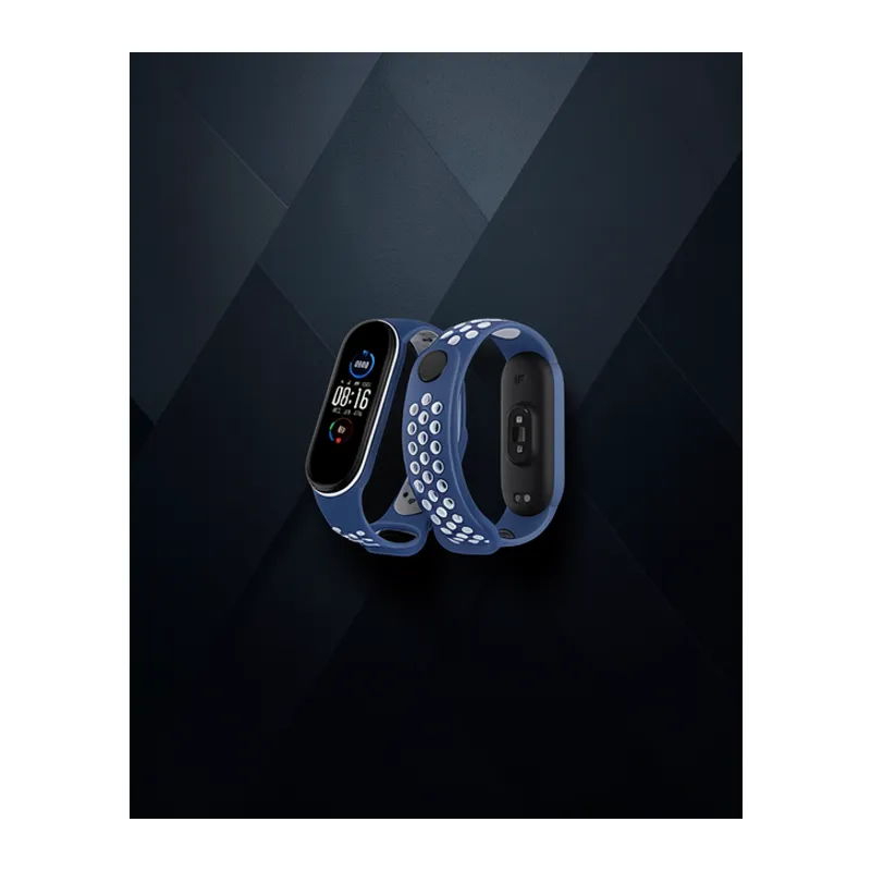 Xiaomi Mi Band 7 Spor Delikli Kordon - Lacivert-beyaz