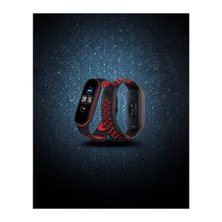 Xiaomi Mi Band 4 Spor Delikli Kordon - Siyah-kırmızı