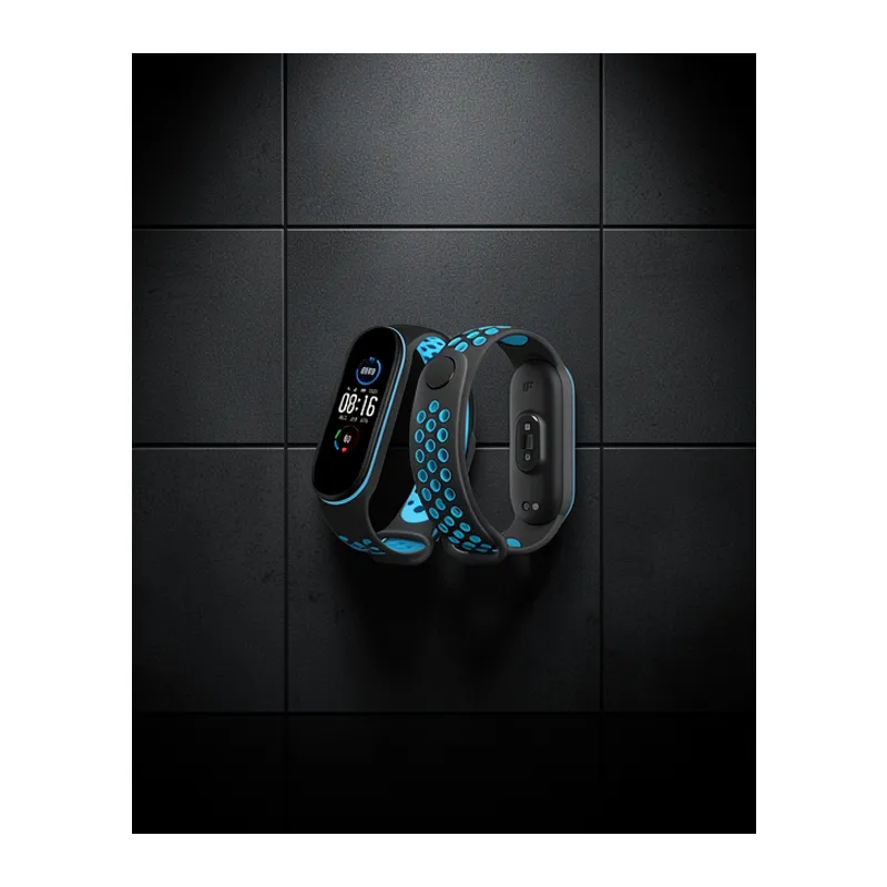 Xiaomi Mi Band 4 Spor Delikli Kordon - Siyah-mavi