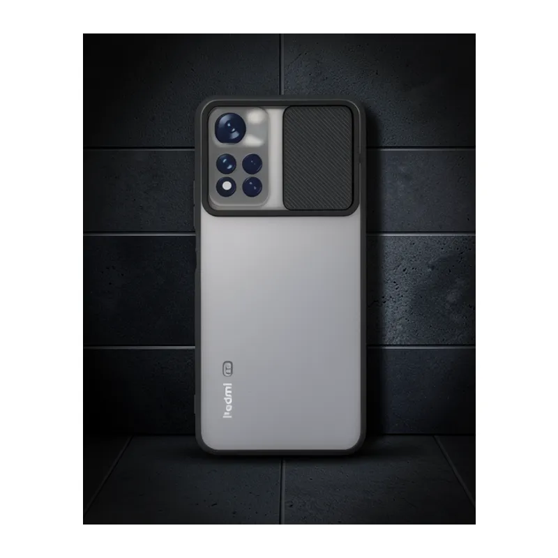 Xiaomi Redmi Note 11t Kılıf Palm Buzlu Kamera Sürgülü Silikon - Siyah