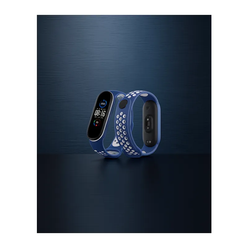Xiaomi Mi Band 4 Spor Delikli Kordon - Lacivert-beyaz