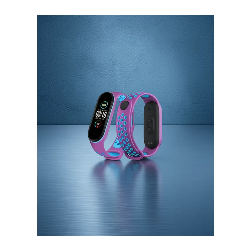 Xiaomi Mi Band 4 Spor Delikli Kordon - Mor-mavi