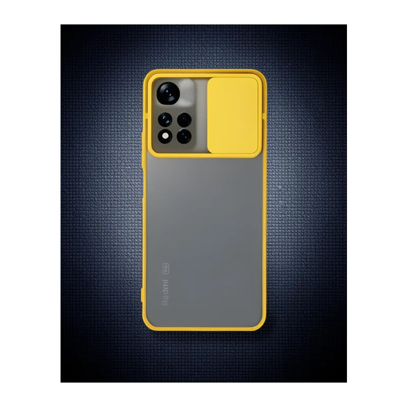 Xiaomi Redmi Note 11t Kılıf Palm Buzlu Kamera Sürgülü Silikon - Sarı