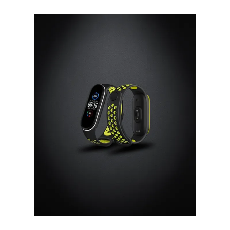 Xiaomi Mi Band 4 Spor Delikli Kordon - Siyah-yeşil-beyaz