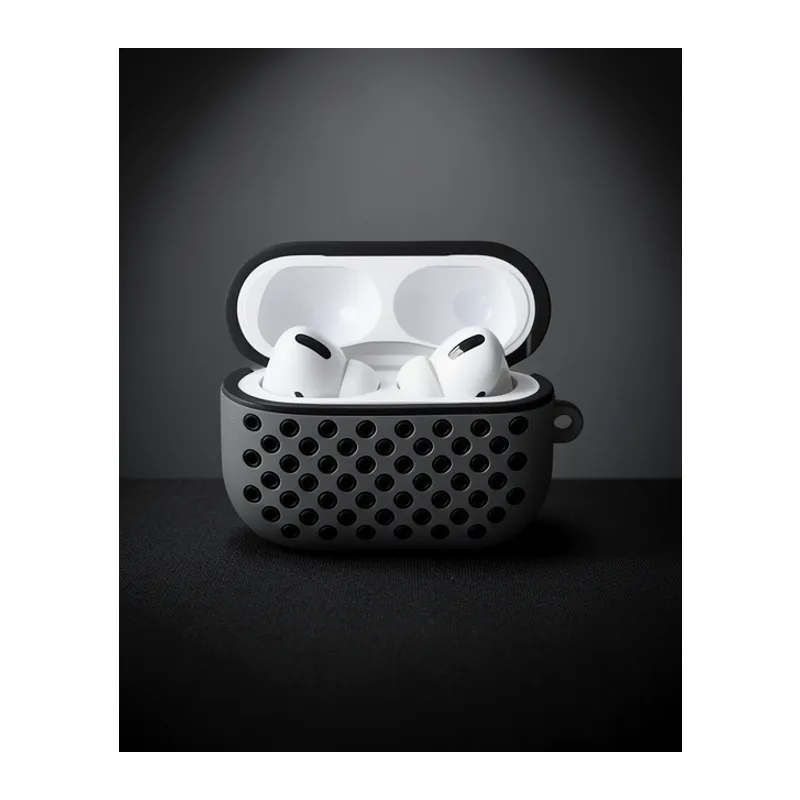Apple Airpods Pro 2 (2.nesil) Spor Delikli Kılıf - Gri-siyah