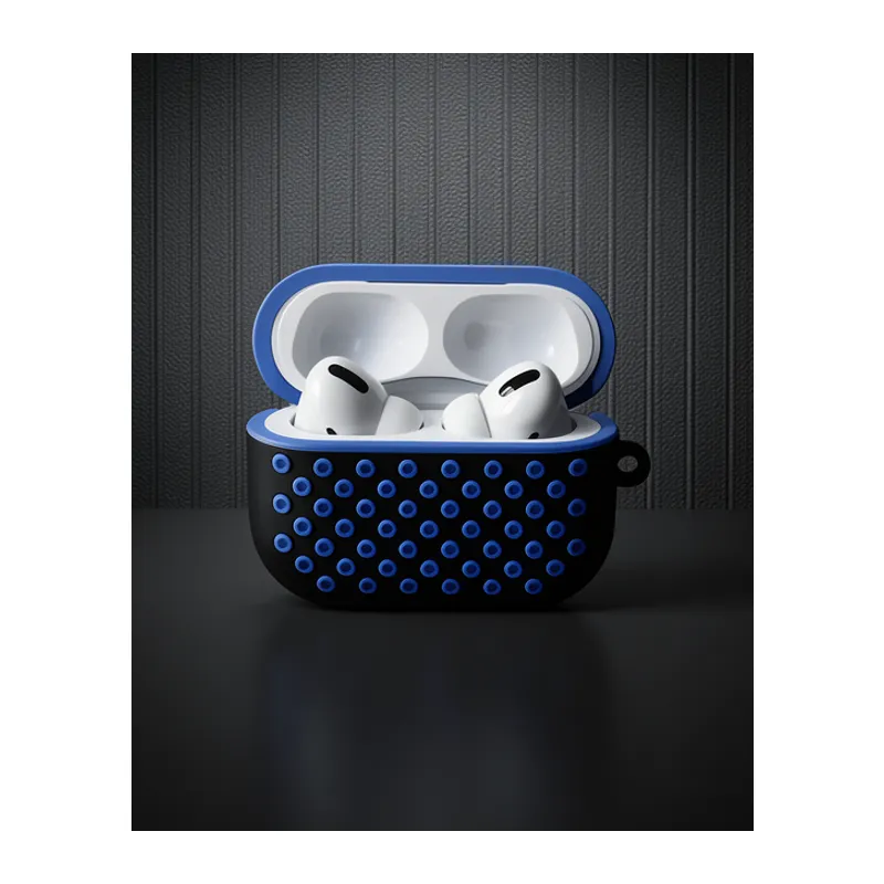 Apple Airpods Pro 2 (2.nesil) Spor Delikli Kılıf - Siyah-mavi
