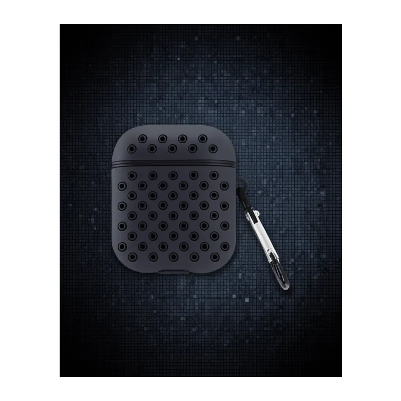 Apple Airpods 2 (2.nesil) Spor Delikli Kılıf - Siyah-siyah