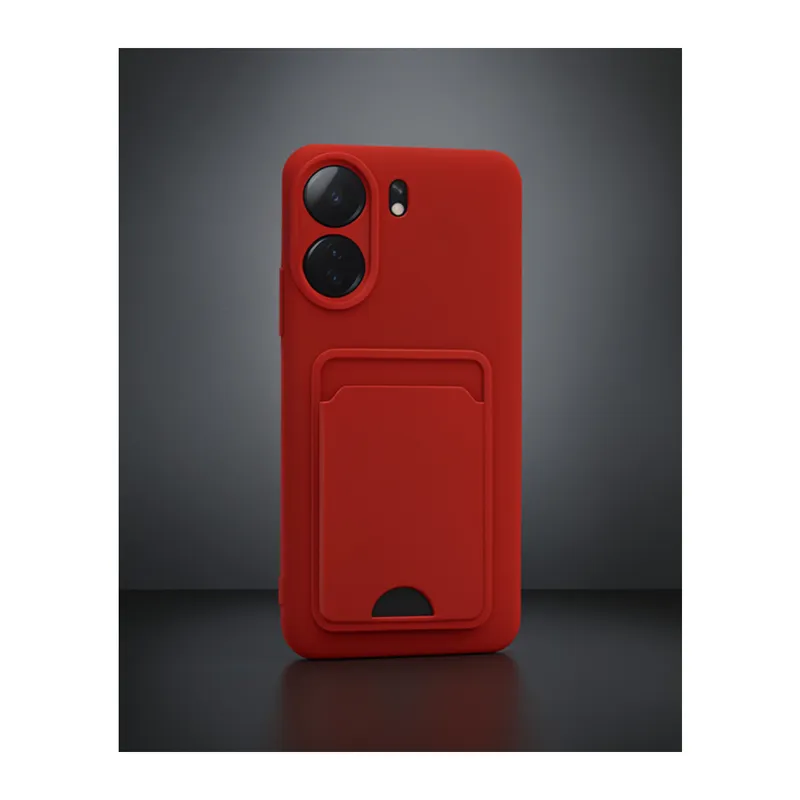 Xiaomi Redmi 13c Kılıf Kelvin Kartvizitli Silikon - Kırmızı