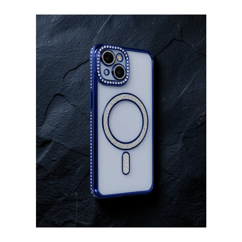 Apple İphone 14 Kılıf Joke Simli Magneticsafe Kılıf - Lacivert
