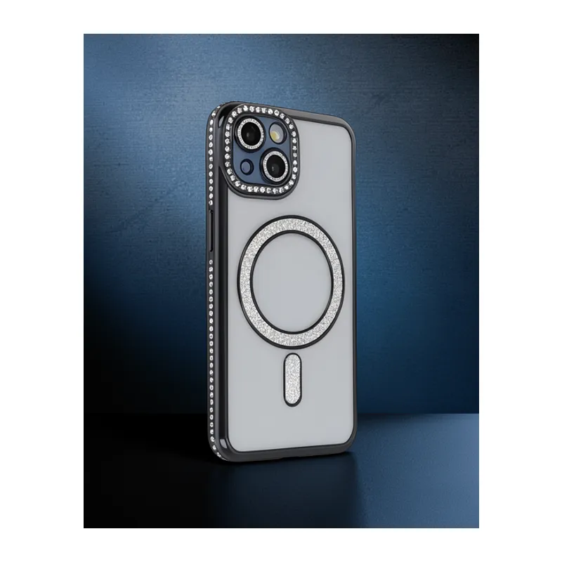 Apple İphone 13 Kılıf Joke Simli Magneticsafe Kılıf - Siyah