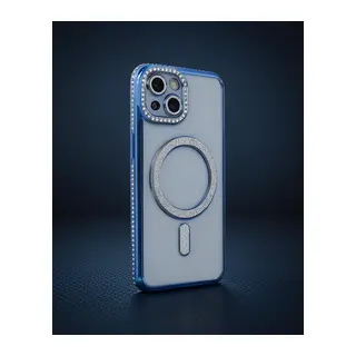 Apple İphone 13 Kılıf Joke Simli Magneticsafe Kılıf - Mavi