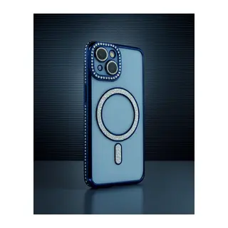 Apple İphone 13 Kılıf Joke Simli Magneticsafe Kılıf - Lacivert