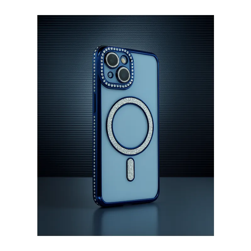 Apple İphone 13 Kılıf Joke Simli Magneticsafe Kılıf - Lacivert