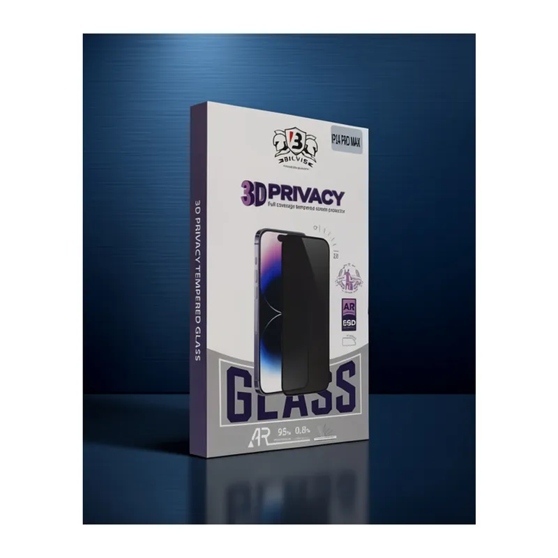 iPhone 14 - Bilvis 3D Hayalet Cam Ekran Koruyucu - Siyah