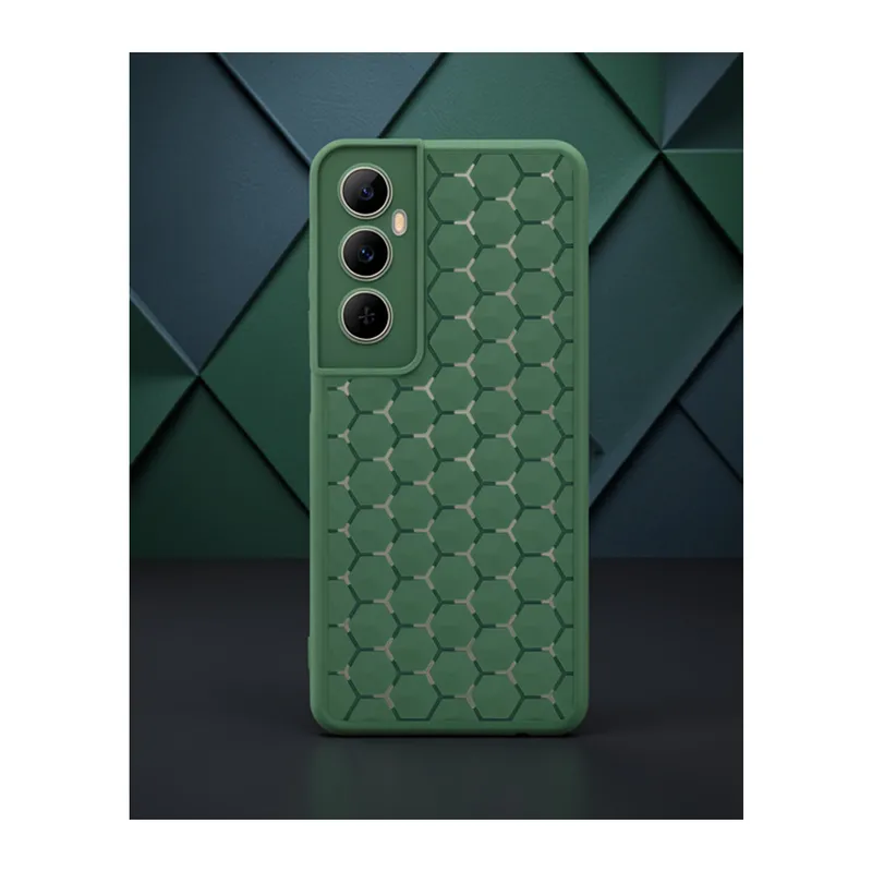 Realme C65 Kılıf Petek Silikon - Koyu Yeşil