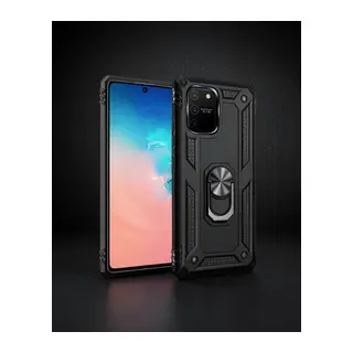 Samsung Galaxy A91 / S10 Lite Kılıf Sofya Yüzüklü Silikon Kapak - Siyah
