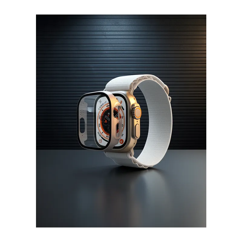 Apple Watch Ultra 49mm Desert Camlı Kasa Ekran Koruyucu - Metalik Gold