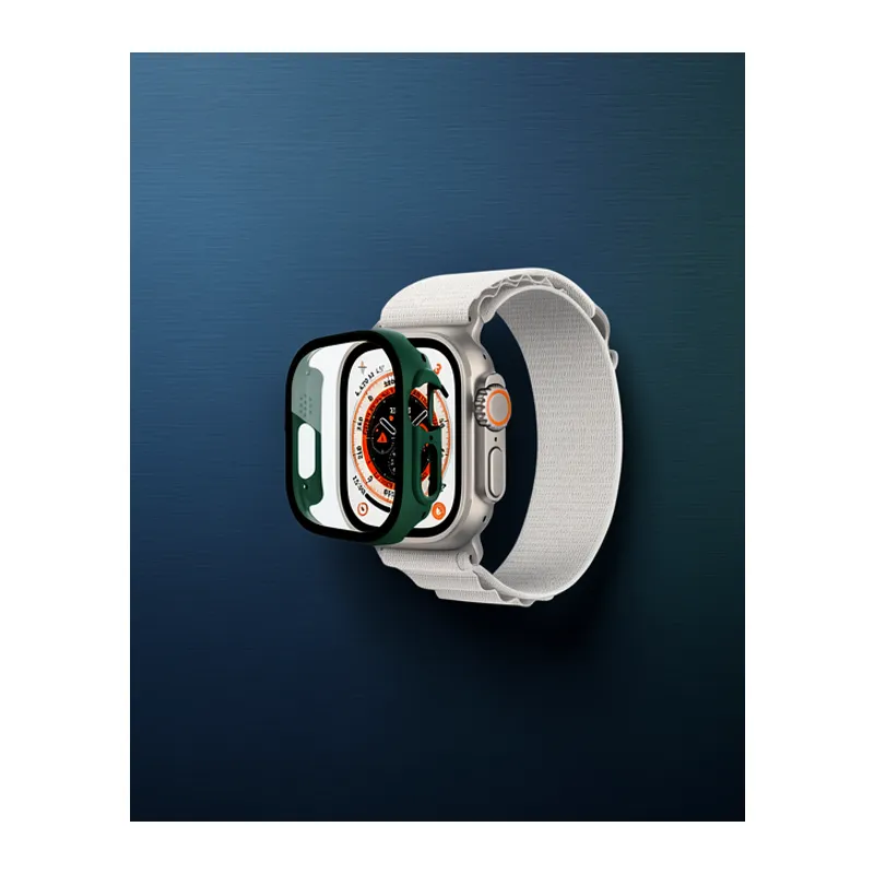 Apple Watch Ultra 49mm Desert Camlı Kasa Ekran Koruyucu - Koyu Yeşil