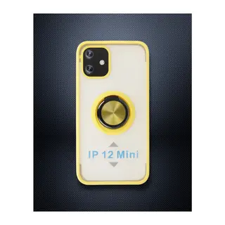iPhone 12 - Kılıf - Montreal Yüzüklü Silikon Kapak - Sarı