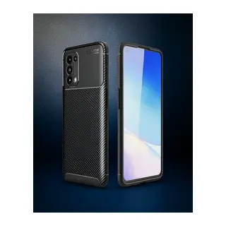 Oppo Reno 5 Kılıf Auto Focus Karbon Kapak - Siyah