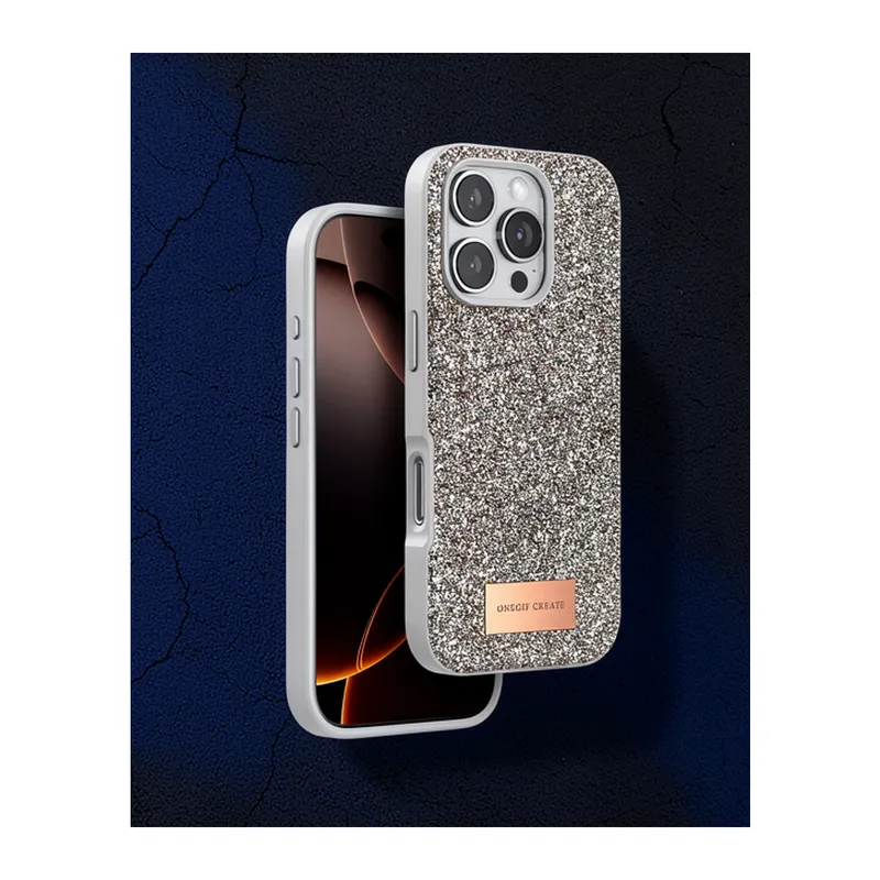 OneGif iPhone 16 Pro Bright Simli Kılıf - Gold